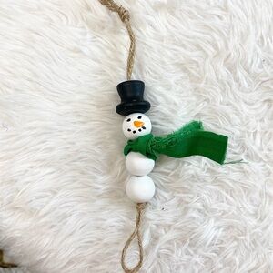 Jolly Bead Snowman Ornament-green